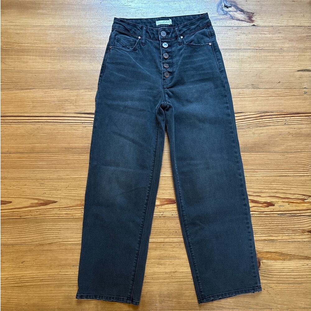 Unpublished black wash button fly wide high rise leg jeans SIZE‎ 24